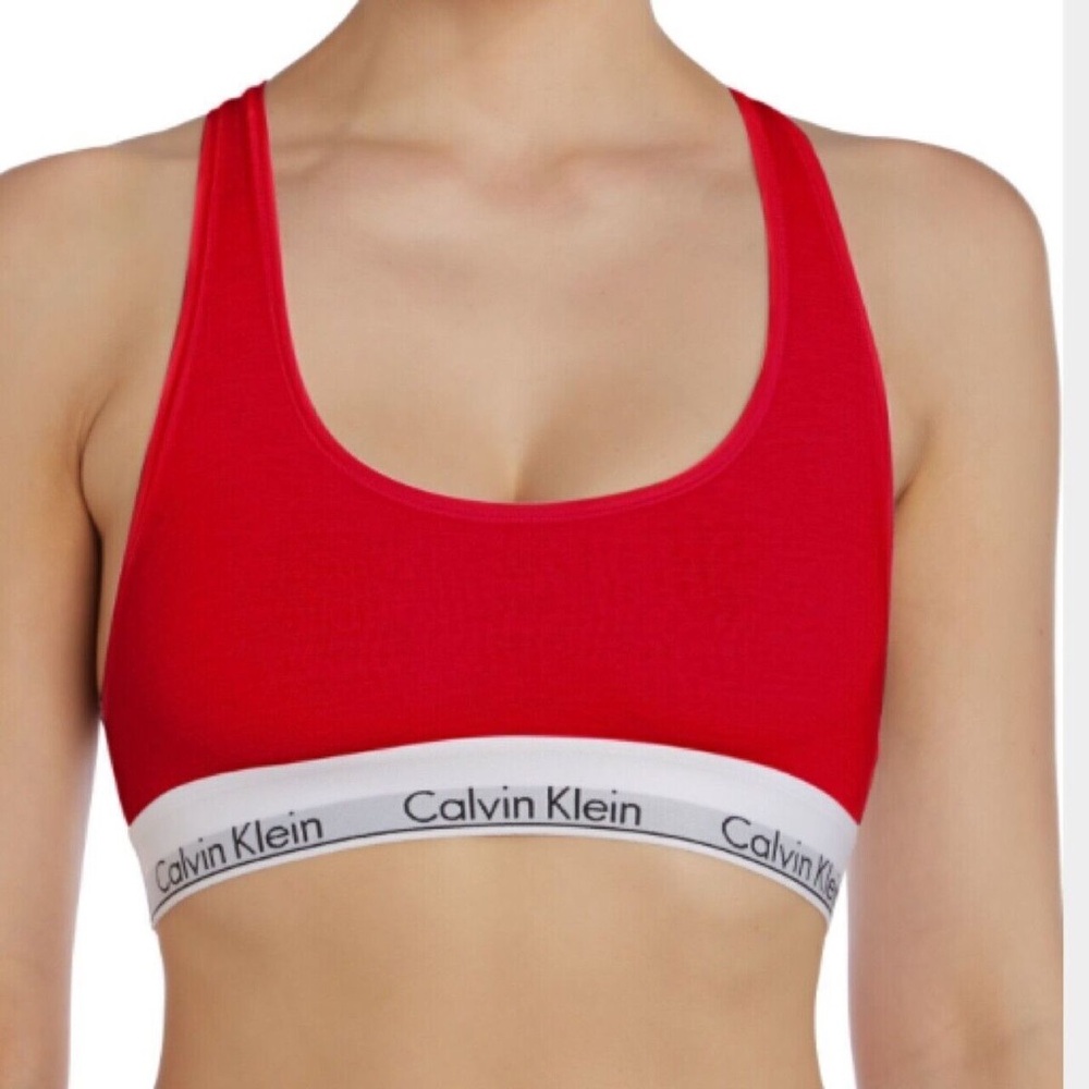 Calvin Klein Red Sports Bra with White Band